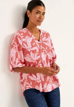 Mønstrede|Bluser-Cellbes of Sweden Vævet bluse med pufærme Rosa / Mønstret