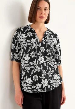 Mønstrede|Bluser-Cellbes of Sweden Vævet, mønstret bluse Sort / Blomstret