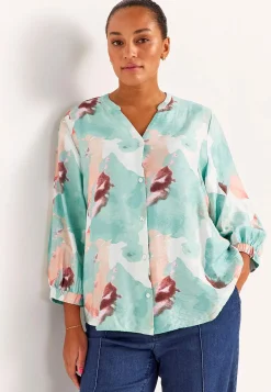 Mønstrede|Bluser- Vævet, mønstret bluse med knapper | Cellbes