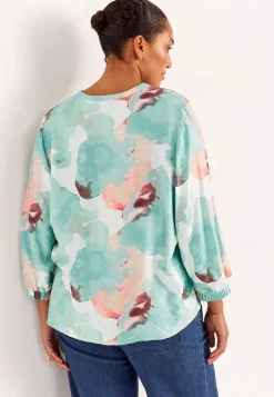Mønstrede|Bluser- Vævet, mønstret bluse med knapper | Cellbes
