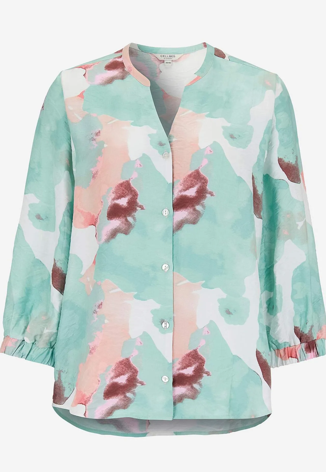 Mønstrede|Bluser- Vævet, mønstret bluse med knapper | Cellbes