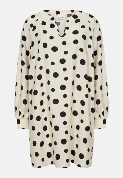 Bluser- Vævet, prikket tunika Offwhite / Sort / Mønstret