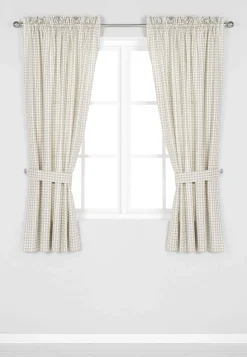 Gardinlængder|Flerpak- Vævet, ternet panelgardiner 2-pack Beige / Offwhite / Ternet