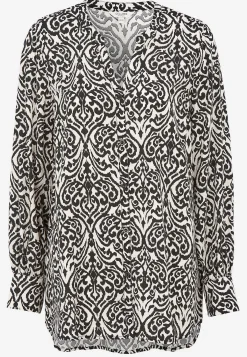Mønstrede-Cellbes of Sweden Vævet tunika med knapper Beige / Sort / Mønstret