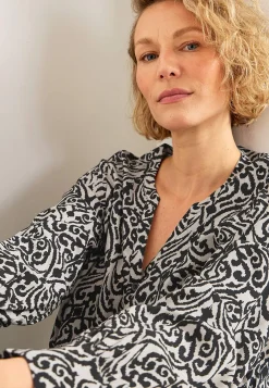 Mønstrede-Cellbes of Sweden Vævet tunika med knapper Beige / Sort / Mønstret