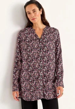 Mønstrede-Cellbes of Sweden Vævet tunika med knapper Sort / Rosa / Blomstret