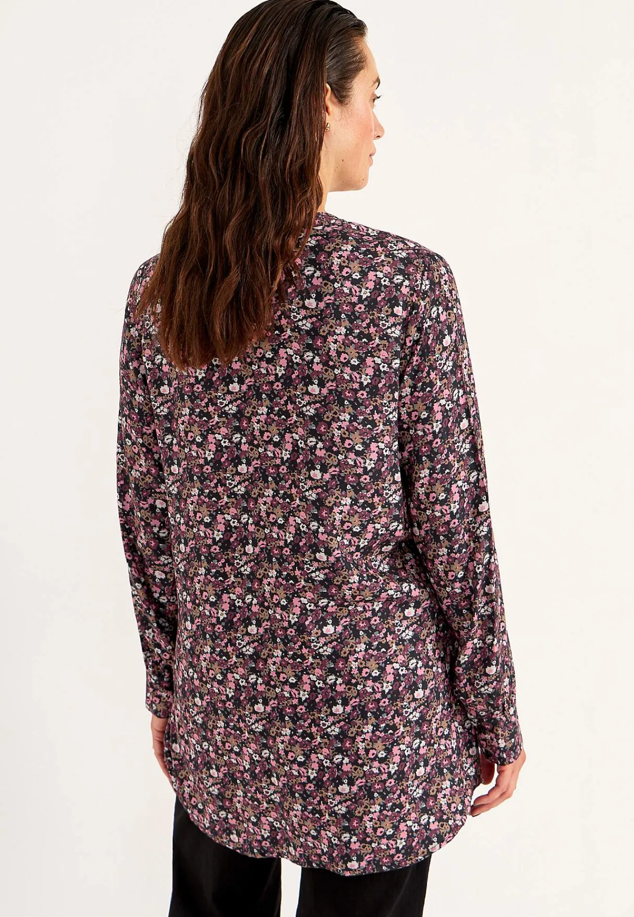 Mønstrede-Cellbes of Sweden Vævet tunika med knapper Sort / Rosa / Blomstret
