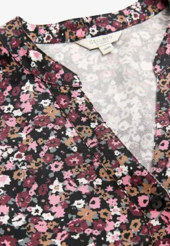 Mønstrede-Cellbes of Sweden Vævet tunika med knapper Sort / Rosa / Blomstret