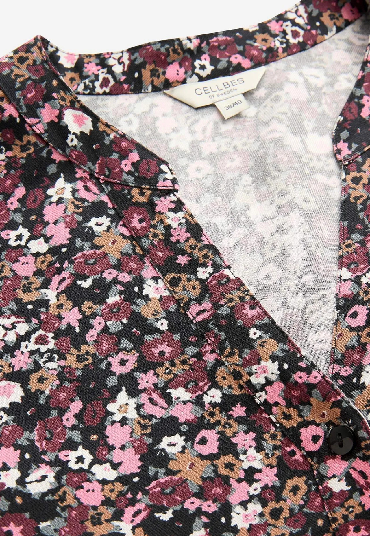 Mønstrede-Cellbes of Sweden Vævet tunika med knapper Sort / Rosa / Blomstret